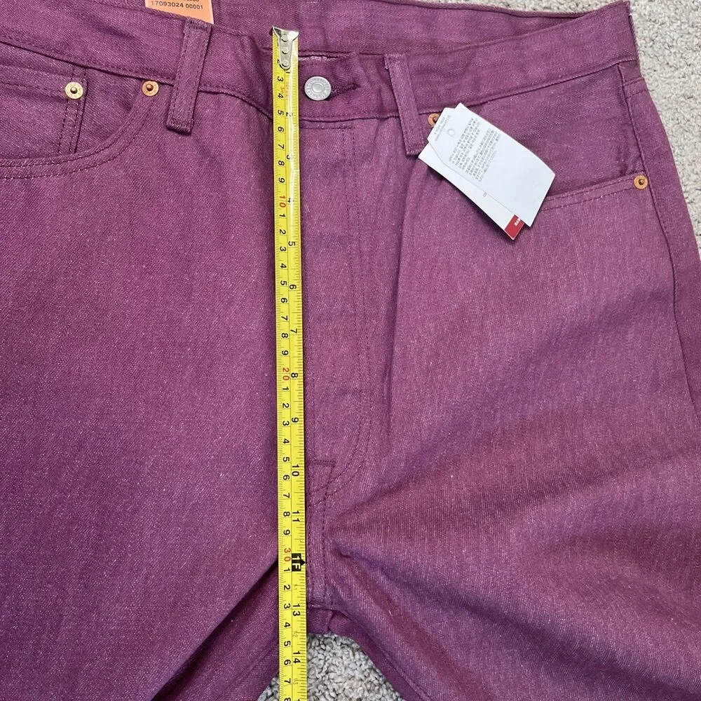 Men’s Levi’s 501 Shrink To Fit Straight 36x32 Button Fly Jeans Purple Pink NWT